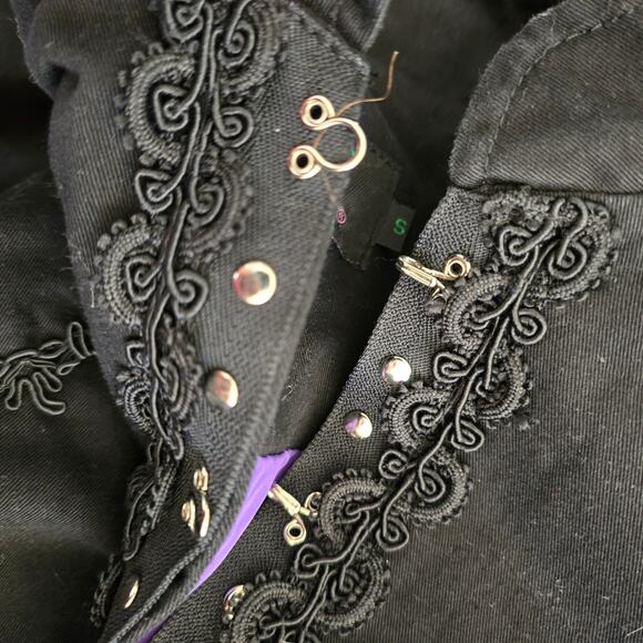 Tripp NYC Steampunk Gothic Black Knee Length Trench Coat Black Size S Small - Picture 11 of 12